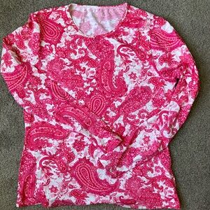 Lands' End Pink Paisley Long Sleeve Tee